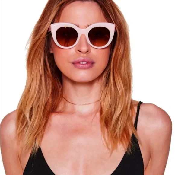 Amuse Society D’blanc Sunglasses Milky Blush Pink Retro Inspired Cat Eye Italian Stylish Low Bridge Glasses - Arlo Milky Blush KayTran  main image 4